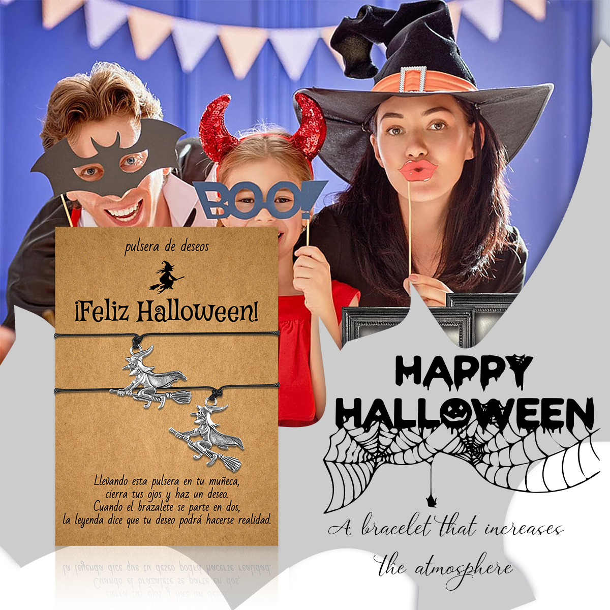 Pulsera de deseos-Unidad de 2 pulseras de bruja🧹 ¡Feliz Halloween!-Jessemade ES