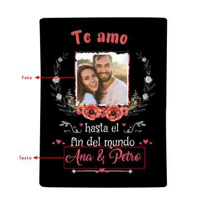 Pareja-Manta de buen calidad de foto personalizada con 2 nombres-Jessemade ES