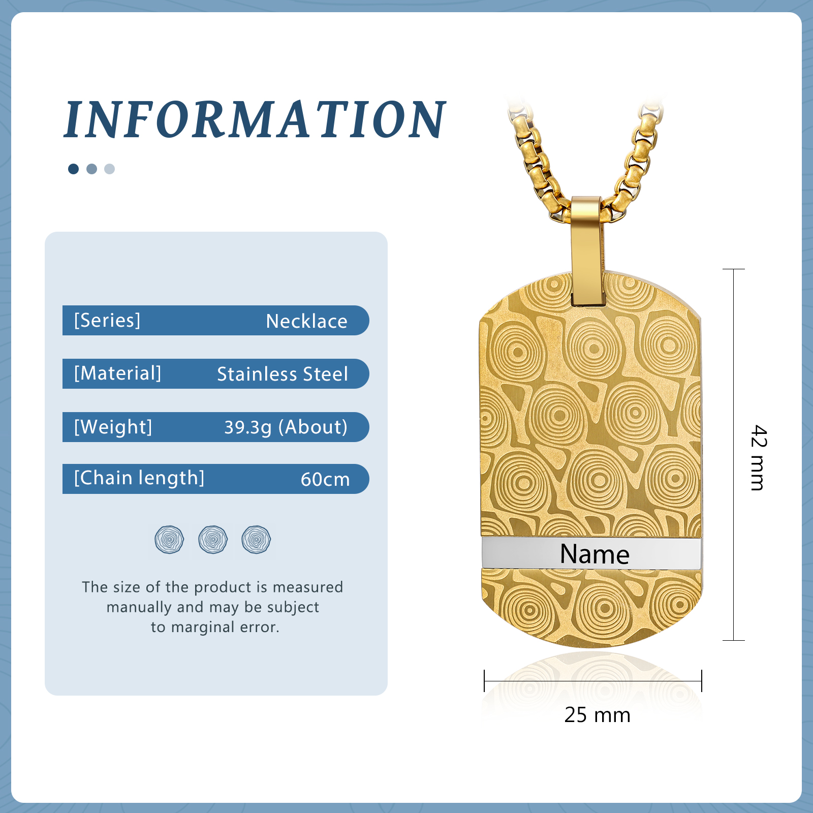 Collar de placa personalizado con 1 nombre para hombre-Jessemade ES