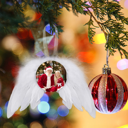 Navidad-Ornamento navideño alas de ángel con 1 foto personalizada adorno del árbol