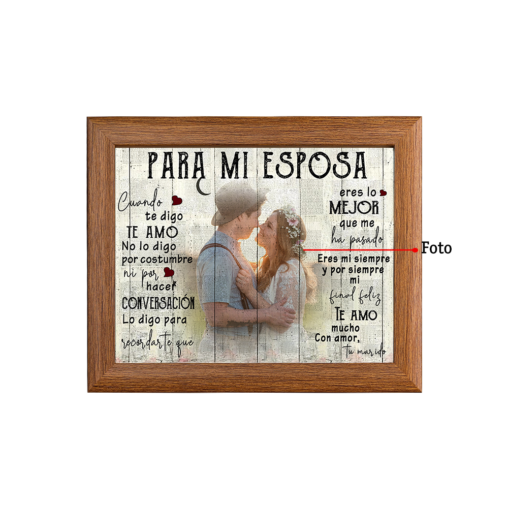 Para mi esposa-Marco de madera de 1 foto personalizada-Jessemade ES