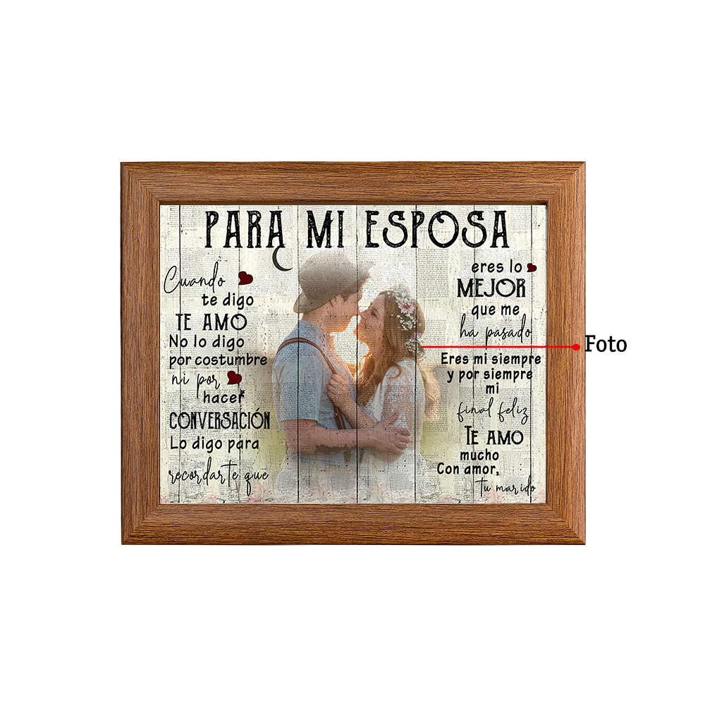 Para mi esposa-Marco de madera de 1 foto personalizada-Jessemade ES