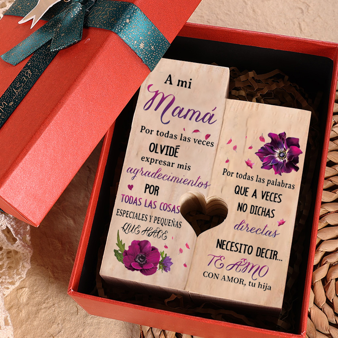 A mi preciosa mamá(hija)-Candelero de madera de dos piezas sin candela 