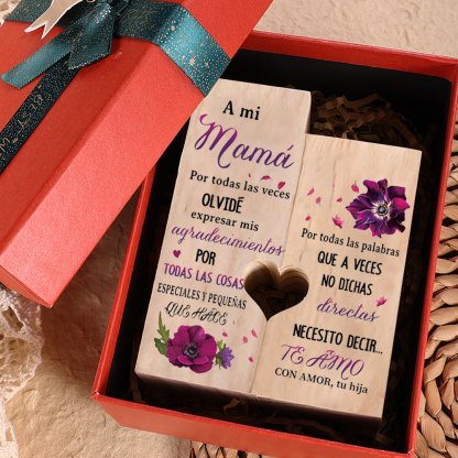 A mi preciosa mamá(hija)-Candelero de madera de dos piezas sin candela 