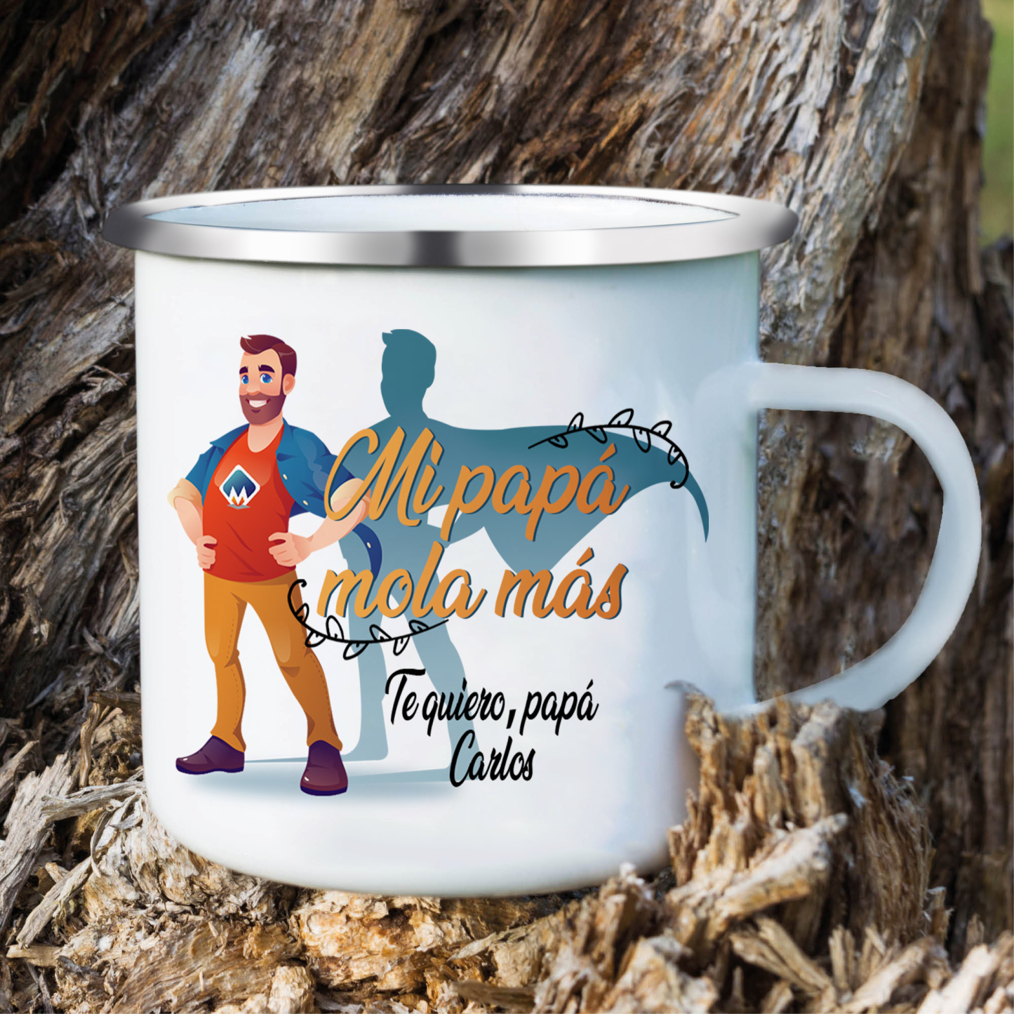 Taza para papá con 1 nombre personalizado-Jessemade ES