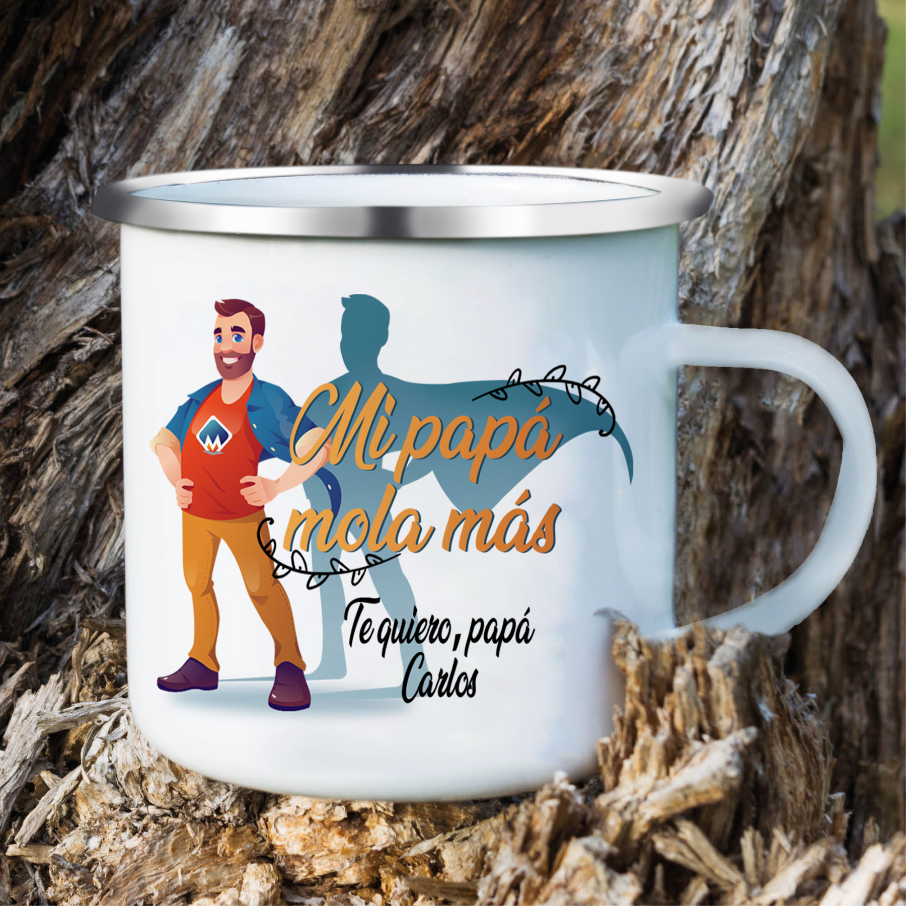 Taza para papá con 1 nombre personalizado-Jessemade ES