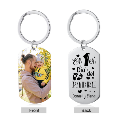 A mi papá-Llavero Personalizado El 1er Día del PADRE 1 Foto y 1 Texto-Jessemade ES