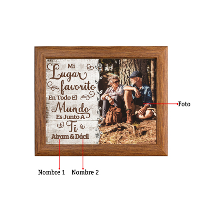 Marco de 1 foto de madera para pareja 2 nombres personalizados-Jessemade ES