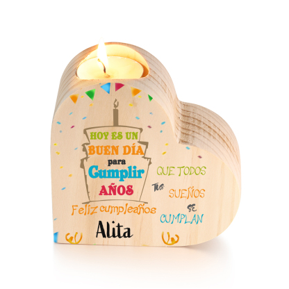 Cumpleaños-Candelero en forma de corazón con nombre personalizado-Jessemade ES