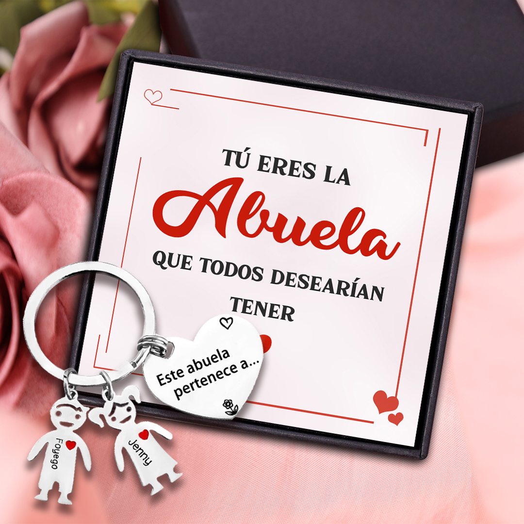 A mi abuela - Llavero con 2 nombres personalizados en "niños"-Jessemade ES