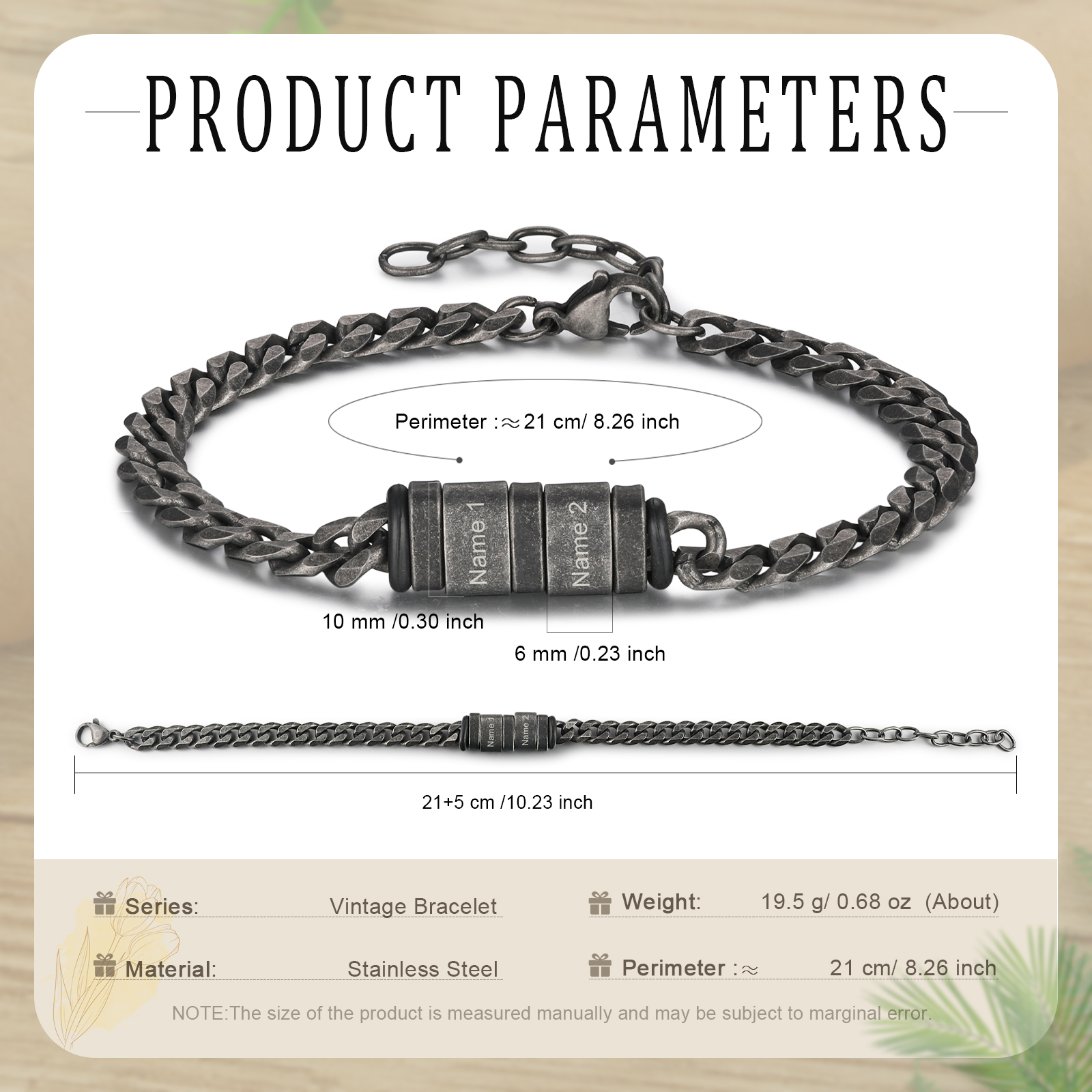 2-5 Nombres Personalizados Pulsera de Cadena Aros Personalizados de Nombres de Acero Inoxidable-Jessemade ES