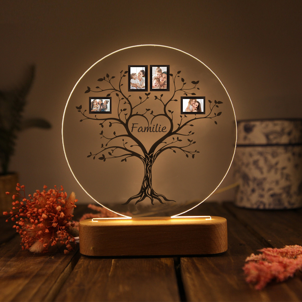 A mi mamá/abuela-Lámpara 3D Ilusión Luz de Noche Personalizada con 2-6 Fotos y 1 Texto-Jessemade ES