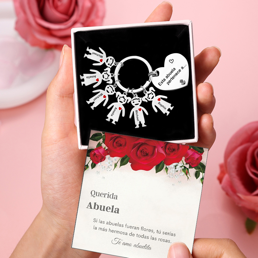 A mi abuela - Llavero con 6 nombres personalizados en "niños"-Jessemade ES