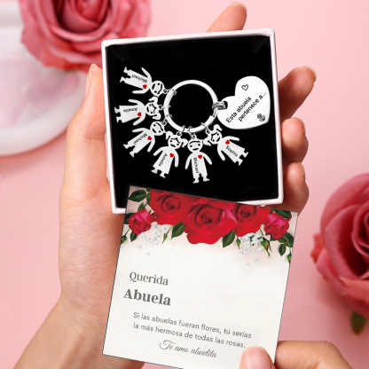 A mi abuela - Llavero con 6 nombres personalizados en "niños"-Jessemade ES