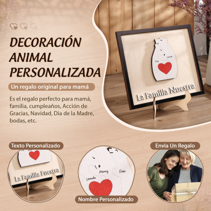 A familia-Adorno 2-6 nombres personalizados decoración de madera familia de canguros-Jessemade ES