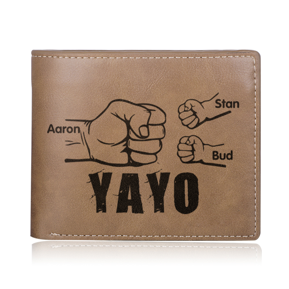 A mi abuelo-Cartera 2-5 nombres personalizados billetera clásica puño con puño -Jessemade ES
