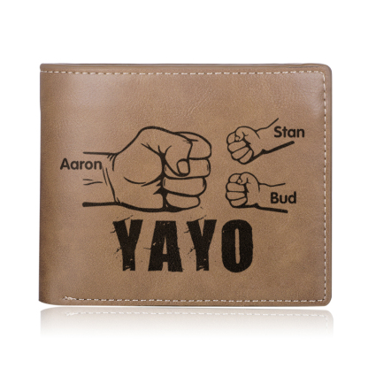 A mi abuelo-Cartera 2-5 nombres personalizados billetera clásica puño con puño -Jessemade ES