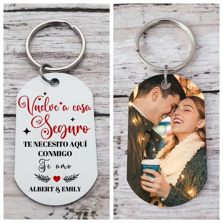 Llavero personalizado con 2 nombres y 1 foto para pareja-Jessemade ES