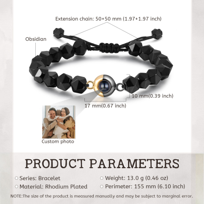 Pulsera de perlas rómbicas con proyección de foto en color para hombre-Jessemade ES