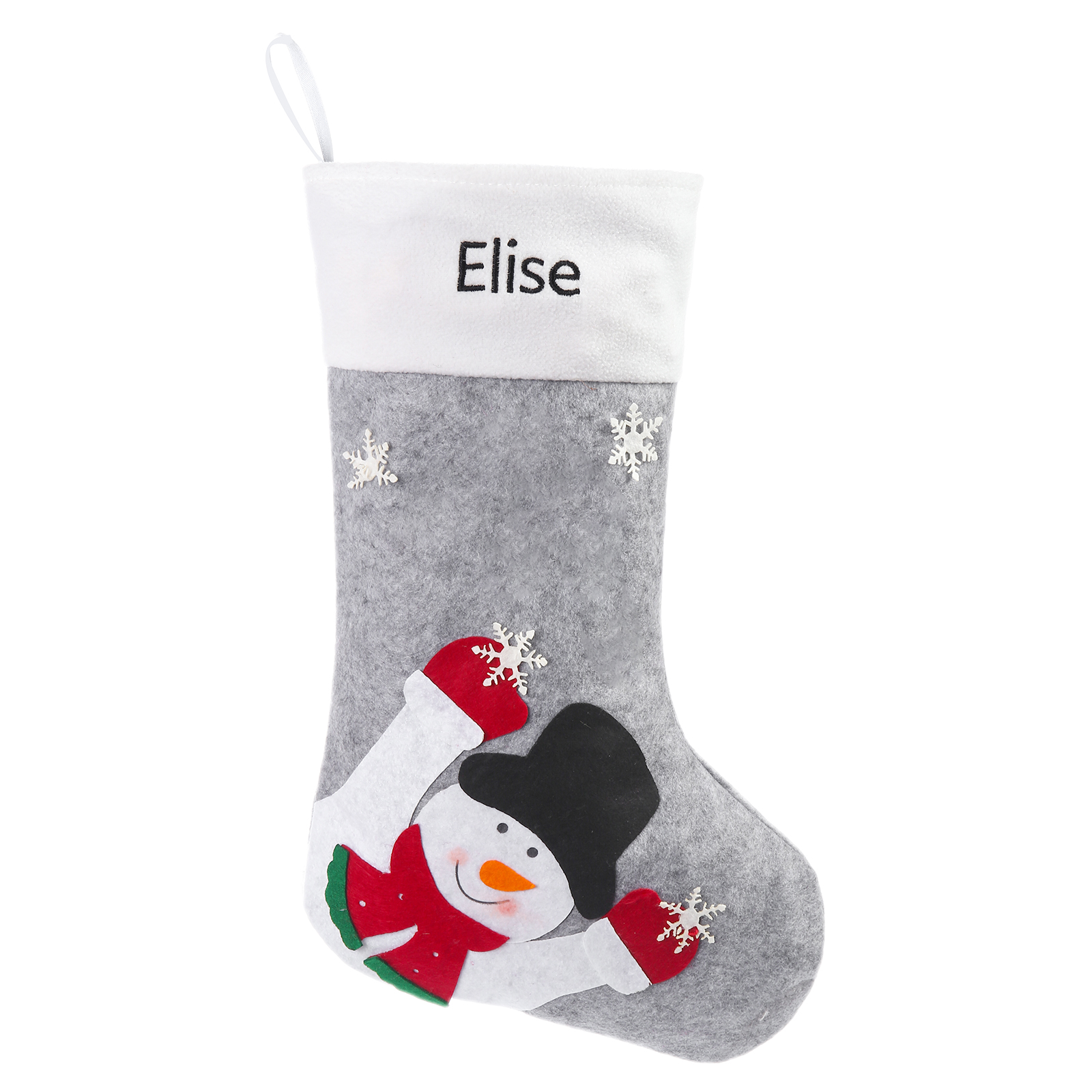 Adornos de medias navideñas con muñeco Bolsa de regalo 1 Nombre personalizado-Jessemade ES