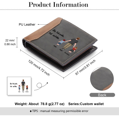 A mi papá-Cartera, billetera clásica siluetas 2-3 nombres personalizados para hombre monedero-Jessemade ES
