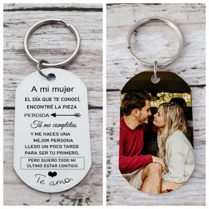 Llavero a mi mujer para pareja "Eres mi pieza perdida" 1 foto personalizada