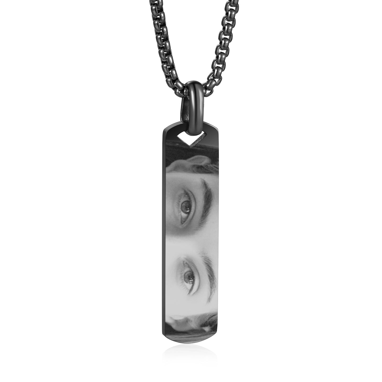 Collar de barra con foto personalizada, colgante de acero inoxidable