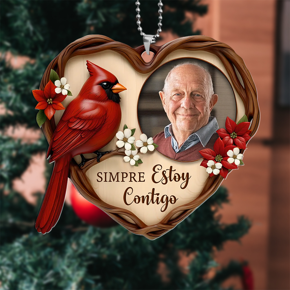 Adorno para árbol de Navidad personalizado con foto conmemorativa de cardenal