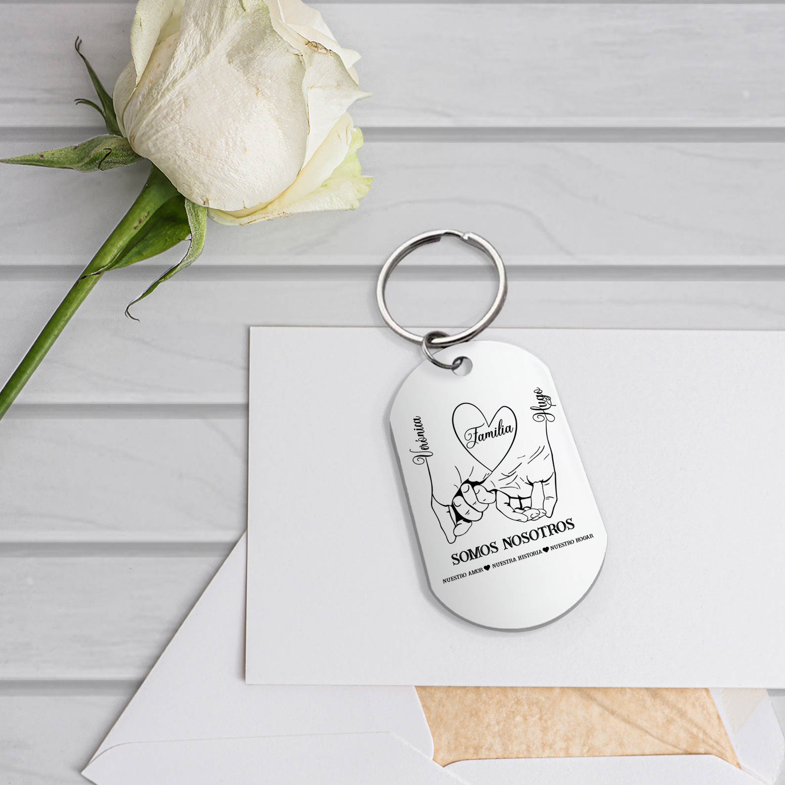 A familia-Llavero 2-6 Nombres Personalizados MANOS COGIDAS-Jessemade ES