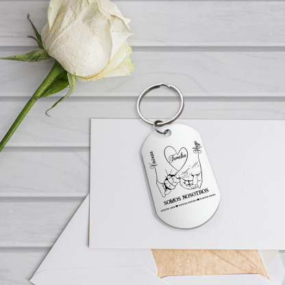 A familia-Llavero 2-6 Nombres Personalizados MANOS COGIDAS-Jessemade ES
