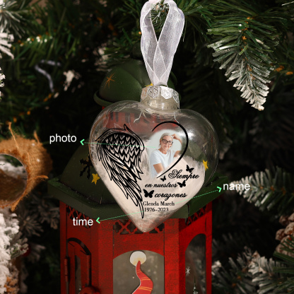 Bola navideña conmemorativa Adorno de Navidad 1 nombre, 1 foto y años personalizados con pluma -Jessemade ES