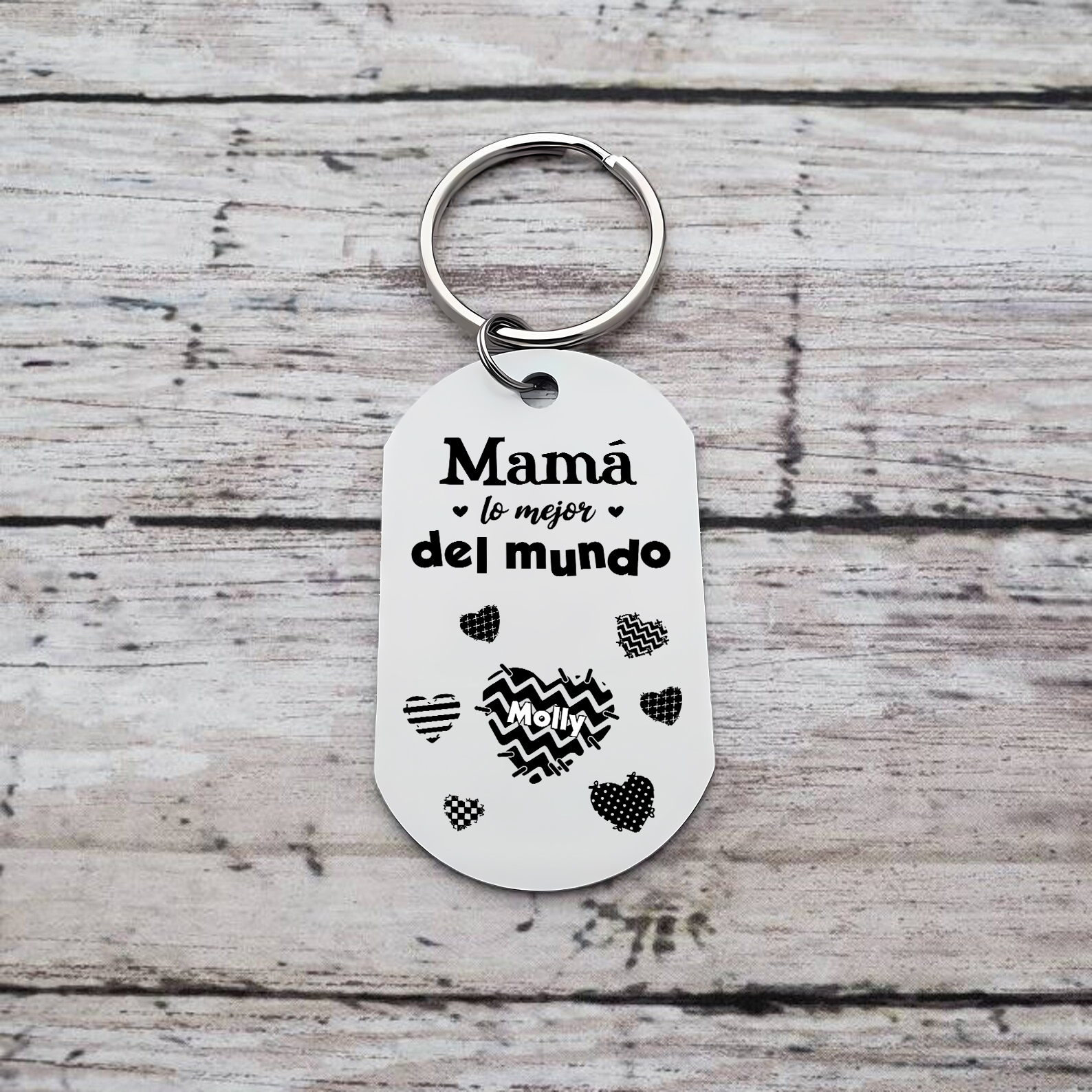A mi mamá-Llavero 1-6 Nombres Personalizados CORAZONES-Jessemade ES