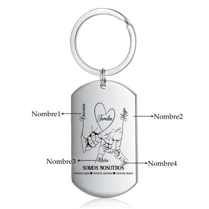 A familia-Llavero 2-6 Nombres Personalizados MANOS COGIDAS-Jessemade ES