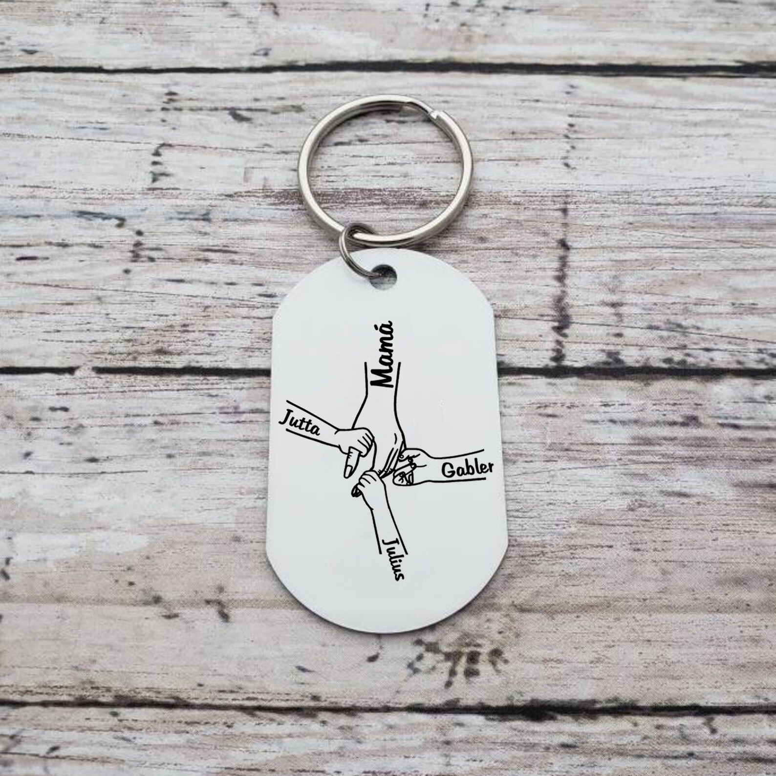 A mi mamá-Llavero 1-5 Nombres Personalizados MANOS COGIDAS-Jessemade ES