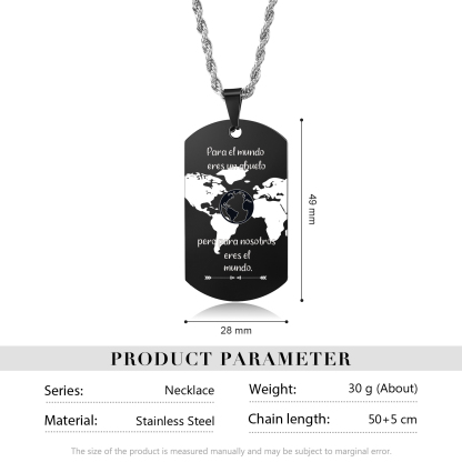 A MI ABUELO-Collar mapa del mundo de placa-Jessemade ES