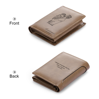 Cartera, Billetera para Hombre Monedero Clásico con 1 Foto y 1 Texto Personalizados