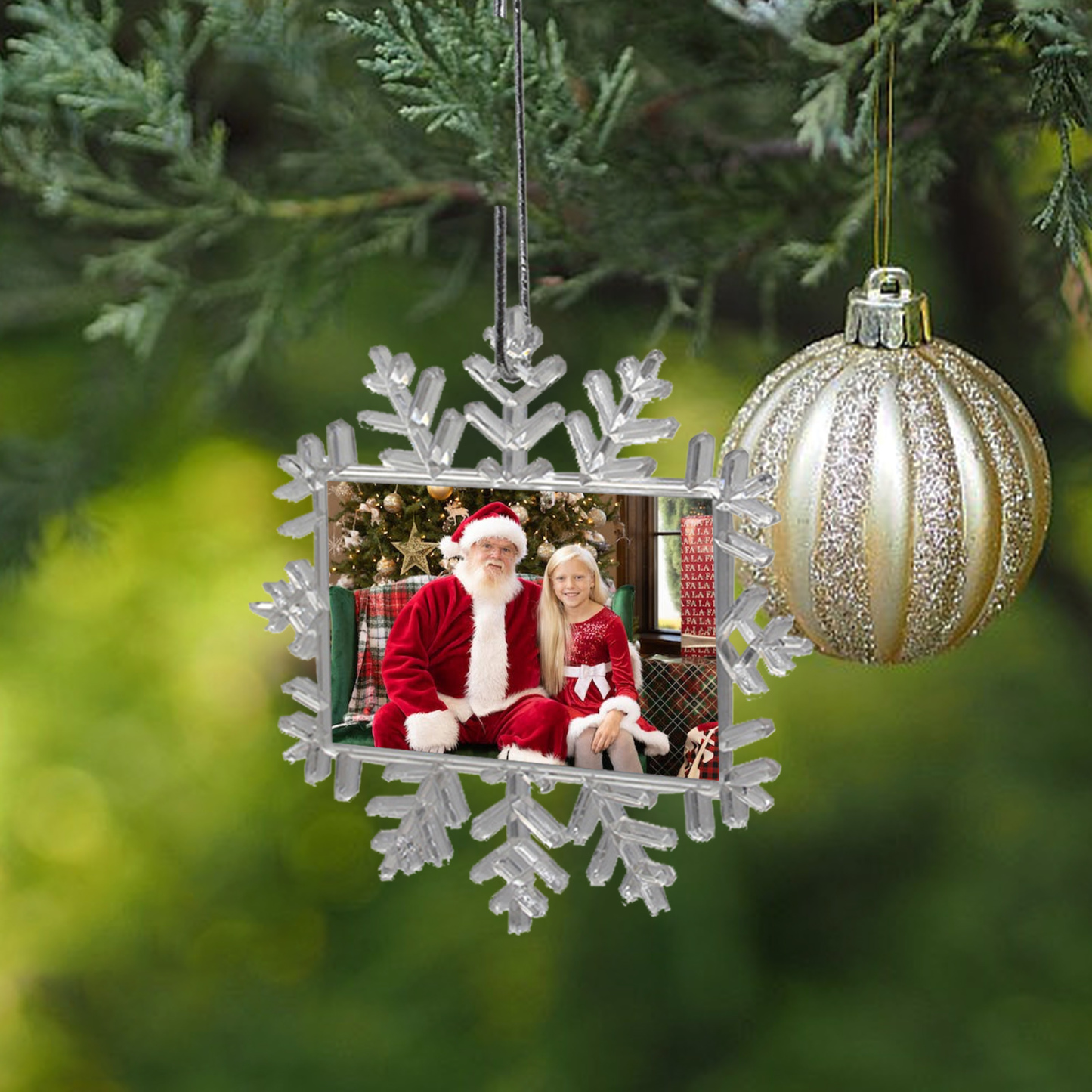 Navidad-Ornamento navideño copo de nieve con 1 foto personalizada adorno del árbol