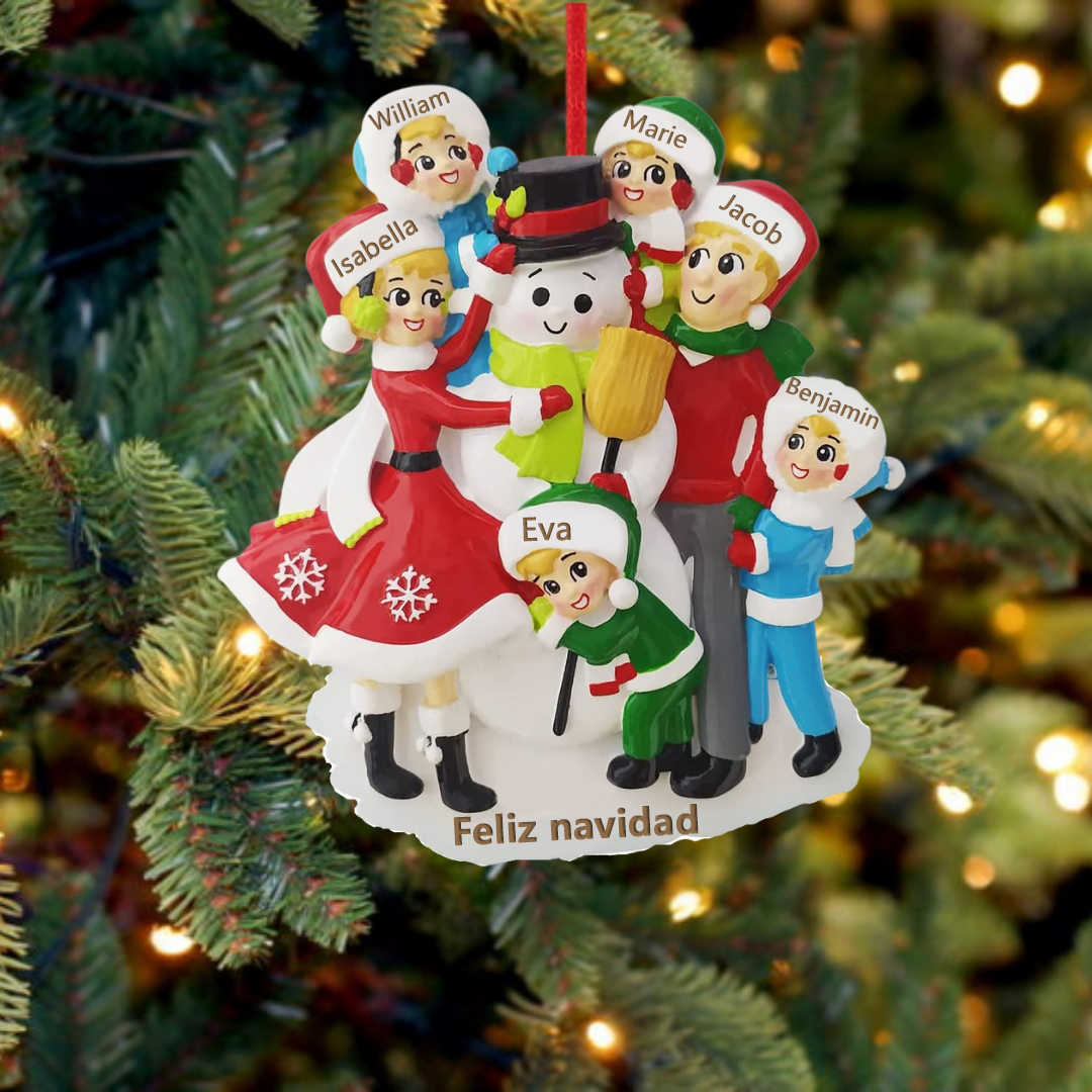 Navidad-Muñecos Ornamentos Navideños 6 Nombres con Texto Personalizados Adorno de Madera