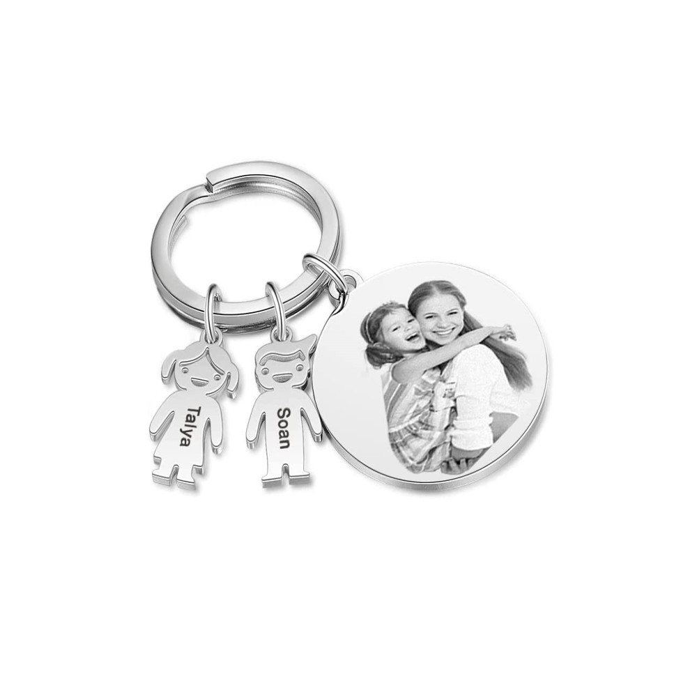 A mi tía - Llavero 2 Nombres Personalizado Con Charms 2 Niños con Foto y Texto-Jessemade ES