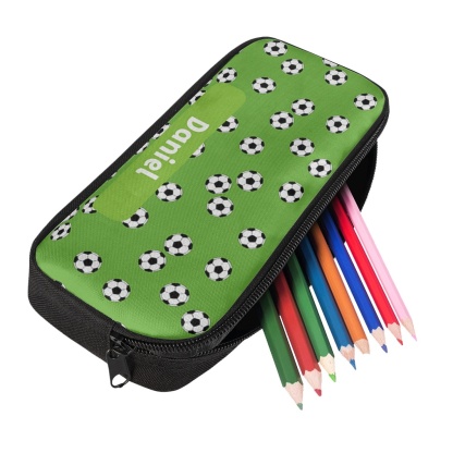 Estuche personalizado con nombre con diseños coloridos de pelota para niños