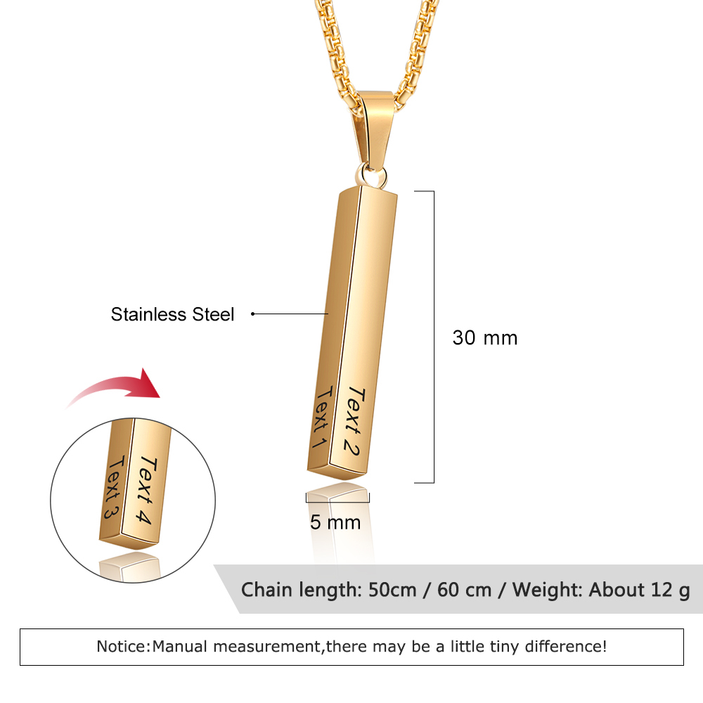 Collar Barra Vertical 4 Textos Personalizados-Jessemade ES