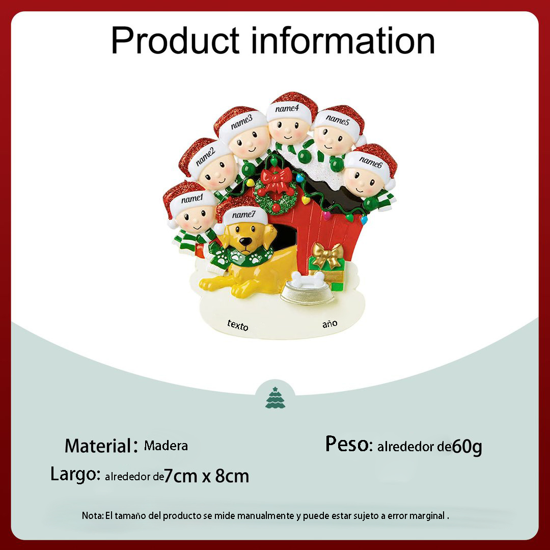 Navidad-Muñecos Ornamentos Navideños 5 Nombres y 1 Año con Texto Personalizados Adorno de Madera