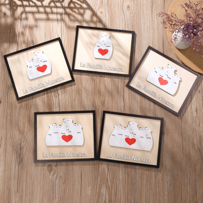 A familia-Adorno 2-6 nombres personalizados decoración de madera familia de canguros-Jessemade ES