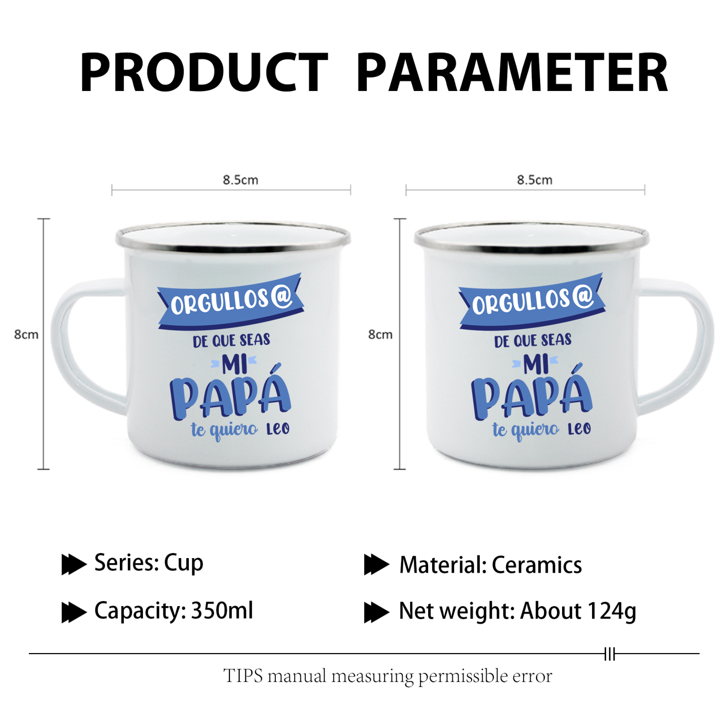 Taza para papá con 1 nombre personalizado-Jessemade ES