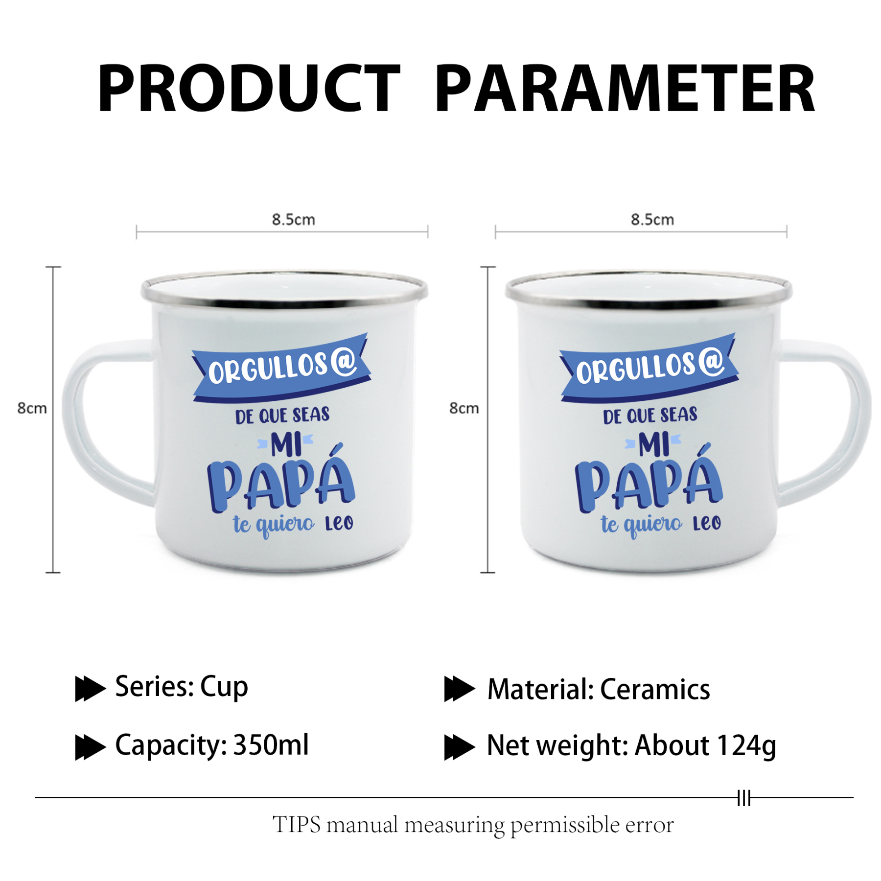 Taza para papá con 1 nombre personalizado-Jessemade ES