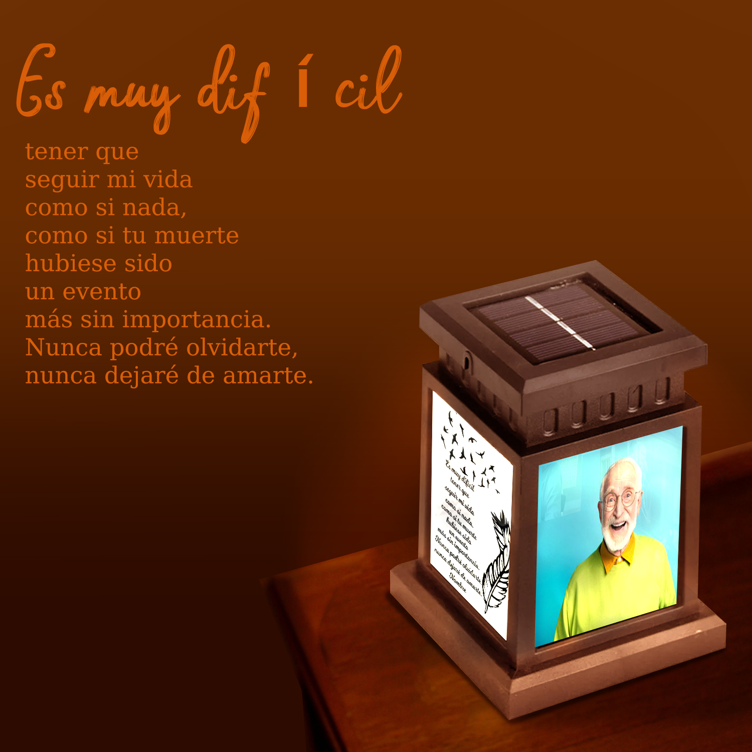 Luz Nocturna Conmemorativa Linterna con frase fijado y personalizada con nombre y 3 fotos a ser querido-Jessemade ES