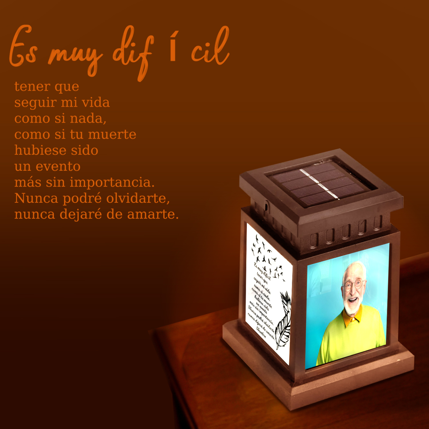 Luz Nocturna Conmemorativa Linterna con frase fijado y personalizada con nombre y 3 fotos a ser querido-Jessemade ES