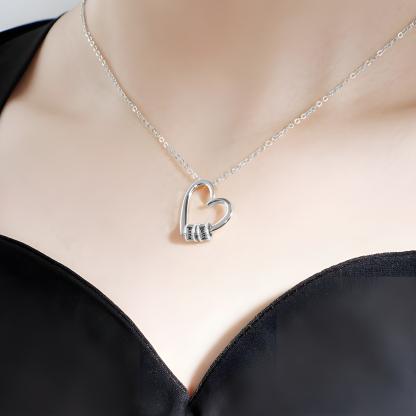 Collar colgante de corazón con 2 nombres personalizados en 2 aros-Jessemade ES