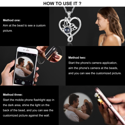 Collar con colgante de mariposa con foto proyección-Jessemade ES