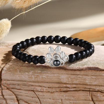 Pulsera de turquesa sintética con proyección de foto en color con dije de pata-Jessemade ES